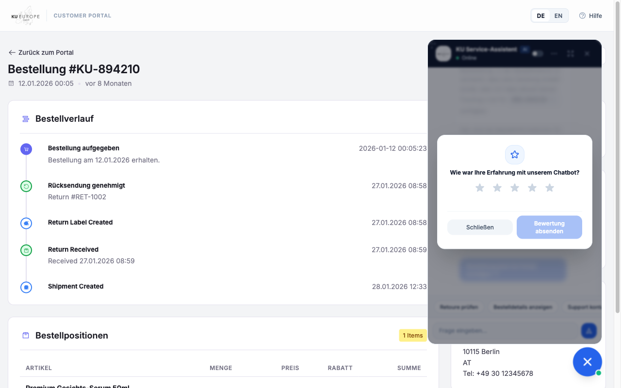 KU Europe Chatbot Bewertungs-Modal